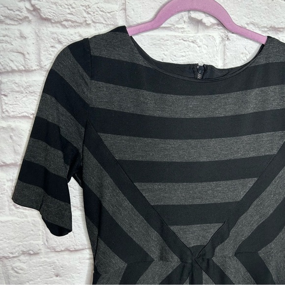 Anthropologie Black and Gray Striped Mini Dress - Picture 7 of 15